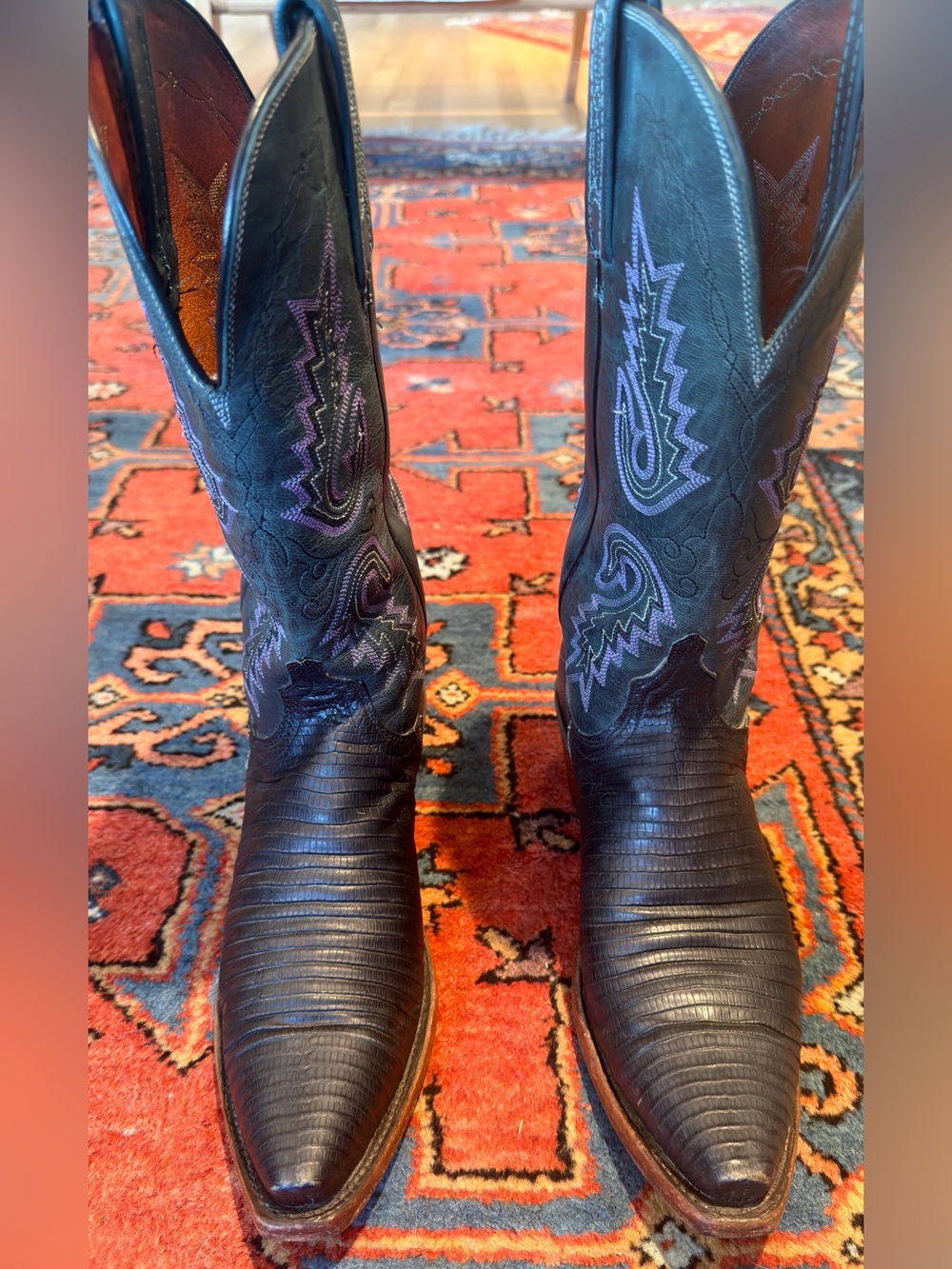 Lucchese Indigo Teju Lizard Boots - Size 8.5